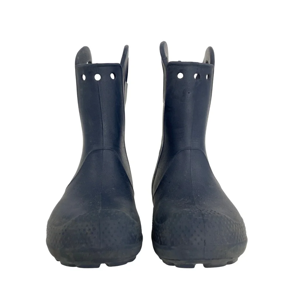 Crocs Rain Boots Unisex Kids C10 Navy Blue Excellent Handle It Waterproof 12803